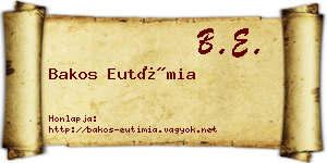 Bakos Eutímia névjegykártya